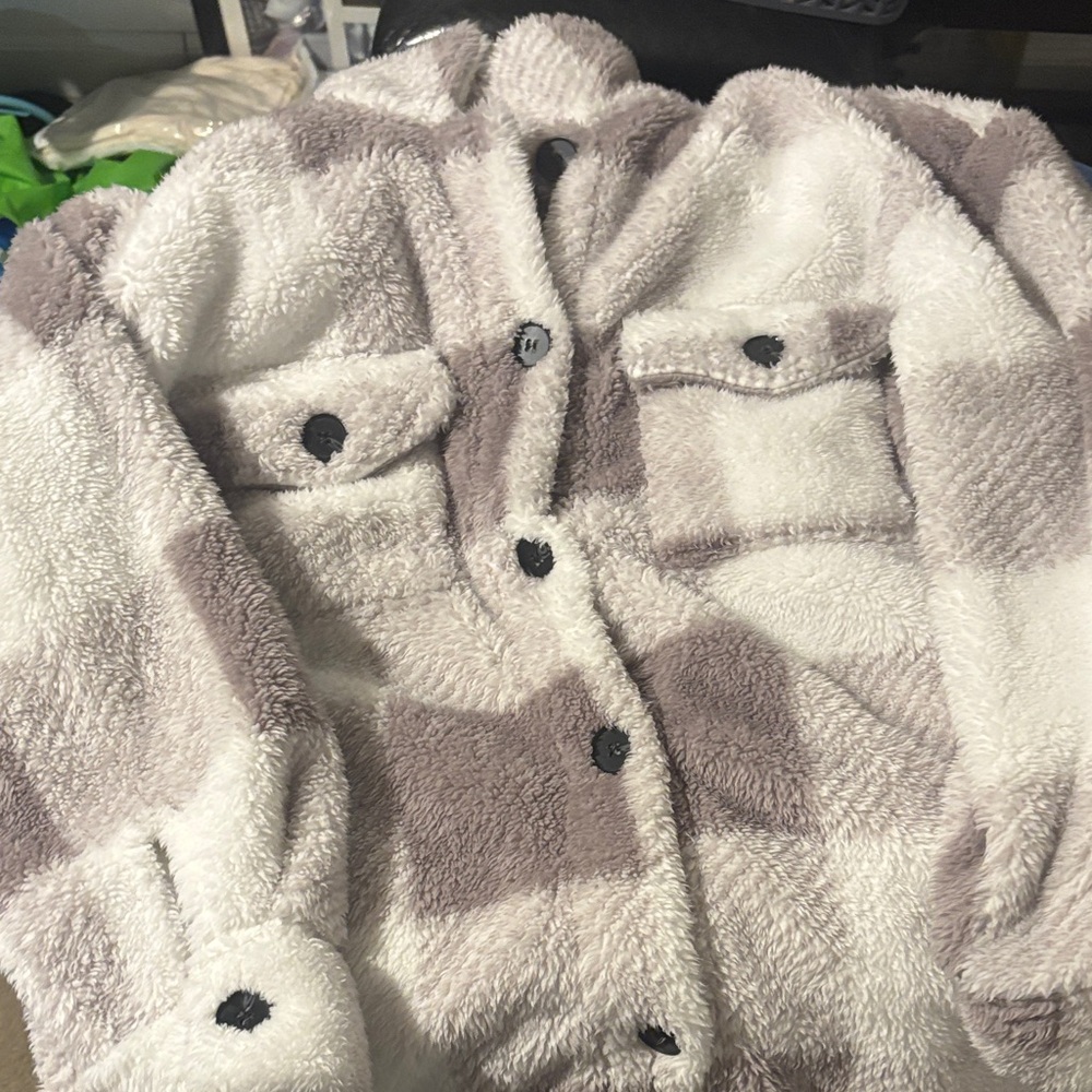 SHEIN Soft White Sherpa Jacket